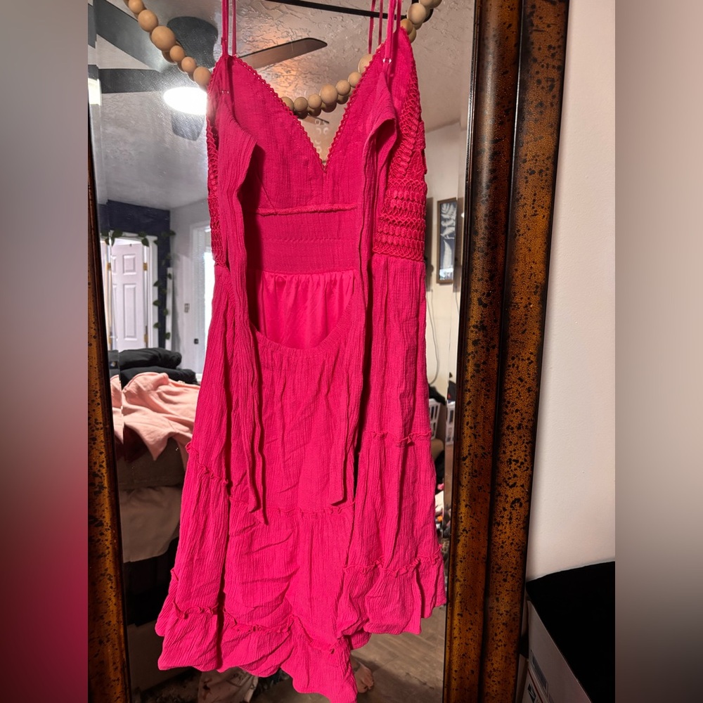 Love Tree Hot Pink Textured Sundress - Picture 2 of 5